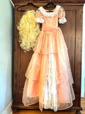Dolly Parton Costume with Free Blond Wig Adult Size 6 EXCELLENT COND.